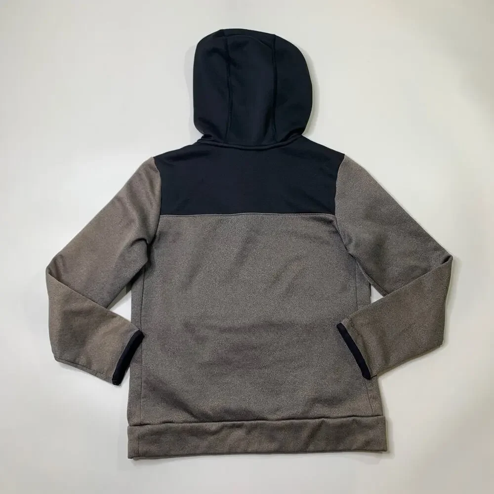 Under Armour Sweatshirt Boys Youth M Medium Grey Black Quarter Zip Fleece Hoodie
